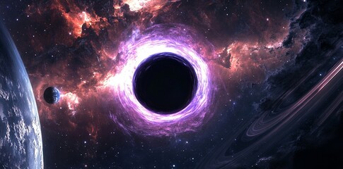 Wall Mural - a 360-degree massive black hole panorama utilizing an equirectangular projection as an environment m