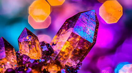 Poster - Single stunning crystal captured in natural light highlighting its sparkling features and unique shape on a simple background.