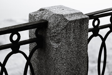 Poster - A historic stone fence stands alone in a field or landscape.