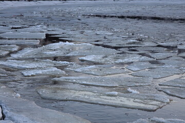 Poster - A bird sits atop a frozen lake, surrounded by icy waters and snow-covered terrain.