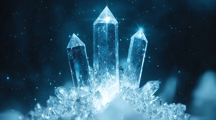 Poster - Striking crystal cluster showcasing unique shapes and colors in a cinematic setting, creating a visual feast for the eyes.