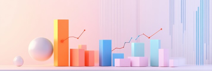 Leinwandbilder - Visual representation of e-commerce sales growth featuring bar charts and financial graphs in a modern corporate setting