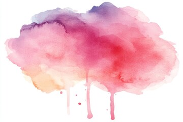 Poster - A solitary abstract pink watercolor splash on a clear background