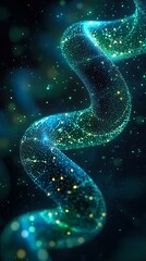 Aufkleber - glowing spiral of luminous particles in deep space, featuring turquoise and green colors with sparkl