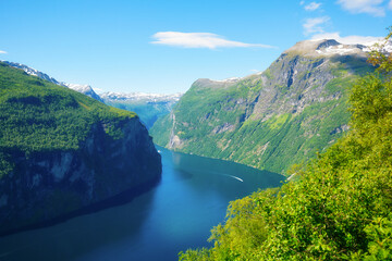 Wall Mural - geiranger fjord, norway. nature in fjords. north. traveling on a norwegian fjord. scandinavia. vacat