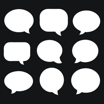 Empty white speech bubble collection on isolated background