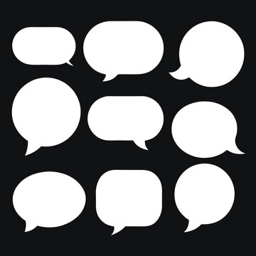 Empty white speech bubble collection on isolated background