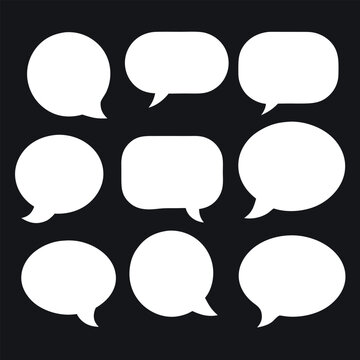Empty white speech bubble collection on isolated background