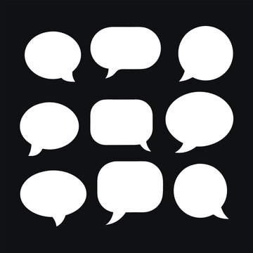 Empty white speech bubble collection on isolated background