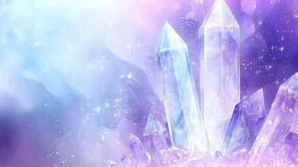 Poster - Striking crystal set against a vibrant purple background radiating beauty and enchantment in a spellbinding fantasy environment.