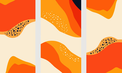 Poster - Vibrant Orange Memphis Abstract Background with Gradients and Patterns