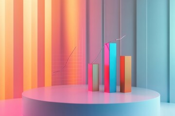 Leinwandbilder - E-commerce sales growth visualized with bar charts and graphs in a modern corporate setting with a clean professional background