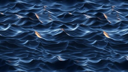 Poster - Animated seamless pattern of ocean waves in stylized blue.
