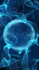 Wall Mural - vertical spherical space fractal blanket 4k loop features blue fractal forms transforming around a s