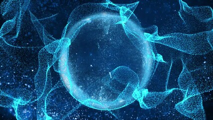 Wall Mural - spherical space fractal blanket 4k loop features blue fractal forms transforming around a sphere in 