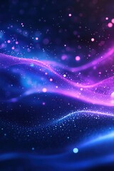 Wall Mural - abstract digital waves with glowing particles in a vibrant blue and purple palette