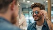 © Creative Amateur  - Young man smiling while trying on sunglasses in a store