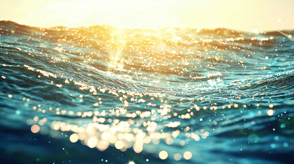 Poster - Ocean with sun shining brightly creating a serene and tranquil scene enhanced by the natural beauty of water and sky interactions.