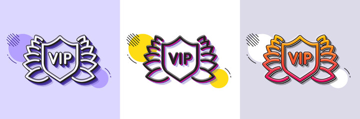 Aufkleber - vip security line icon. halftone dotted pattern. gradient icon with grain shadow. very important per