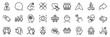 © blankstock - Quick tips, Vacancy and Rotation gesture line icons pack. Share, Message, Paper plane icons. Squad, Cursor, Work home web icon. Anxiety, Sharing economy, Friendship pictogram. Vector