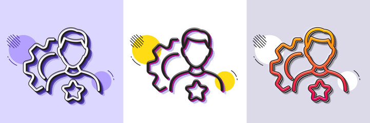 Poster - brand line icon. halftone dotted pattern. gradient icon with grain shadow. business influencer sign.