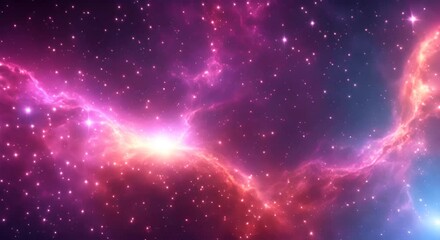 Wall Mural - loop animation of space nebula towards light loop animation glowing galaxies and stars passing foota