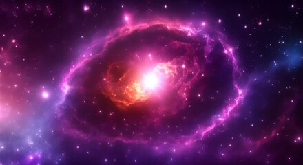 Wall Mural - loop animation of space nebula towards light loop animation glowing galaxies and stars passing foota
