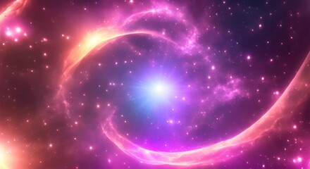 Wall Mural - loop animation of space nebula towards light loop animation glowing galaxies and stars passing foota