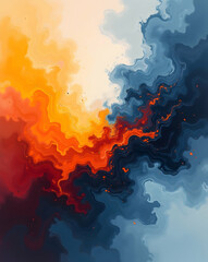 Poster - Dynamic Abstract Art, A High-Resolution Stock Photo Featuring an Intriguing Mockup Design with Vibrant Fluxing Colors, Ideal for Modern Art and Design Projects
