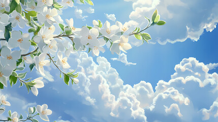 Wall Mural - white pear branch