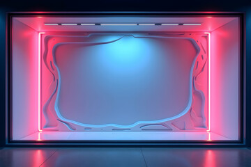 Aufkleber - Modern architectural space featuring abstract neon lighting, creating a hi tech and futuristic ambiance ideal for technology or design concepts