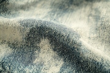 Poster - A close-up shot of a textured blue and white fabric folded, revealing the woven fibers and patterns.