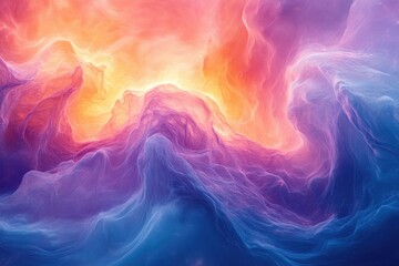 Poster - Abstract swirling nebulae of orange, pink, purple, and blue create a mesmerizing, ethereal, dreamlike, and dynamic cosmic vista.