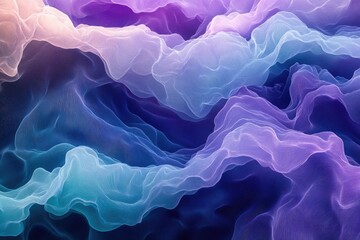 Leinwandbilder - An ethereal landscape of flowing, translucent forms, shifting in shades of blue, purple, and pink, resembling smoke or abstract waves.