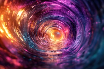 Aufkleber - A mesmerizing abstract vortex of swirling colorful light, featuring orange, pink, purple, and blue hues, drawing the viewer into the illuminated center.