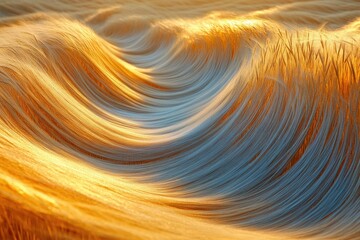 Aufkleber - An abstract golden and blue wave pattern resembling flowing wheat fields, bathed in warm sunlight.