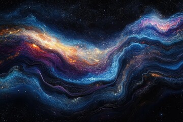 Aufkleber - Vibrant cosmic rivers flow across a star-studded night sky, showcasing celestial beauty and deep space exploration.