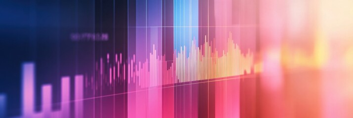 Leinwandbilder - Professional background showcasing e-commerce sales growth through colorful bar charts and financial graphs with a modern gradient design