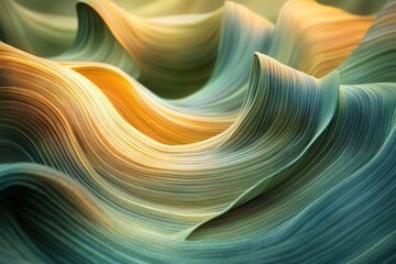 Aufkleber - Abstract waves of layered lines in gradient shades of blue, green, yellow, and brown, creating a smooth, flowing texture.