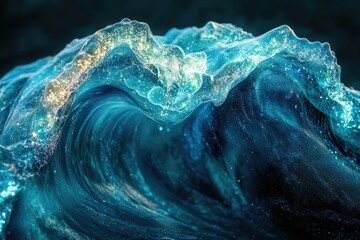 Aufkleber - A mesmerizing wave, showcasing the intricate details of its crest, illuminated by sparkling light, creating a captivating aquatic vision.