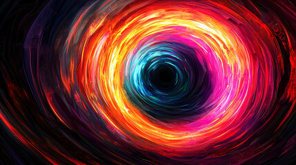 Poster - Vibrant colorful swirl capturing the essence of motion and energy in a dreamlike landscape with a mystical atmosphere.