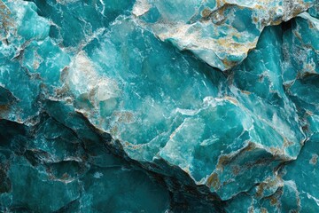 Poster - A textured close-up of a teal and gold mineral or rock formation, highlighting its fractured surface and crystalline appearance.