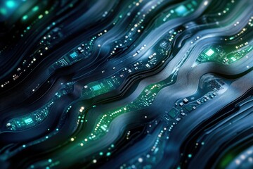 Aufkleber - A digital circuit board illustration with flowing lines representing data streams and technological advancements, reflecting connectivity.