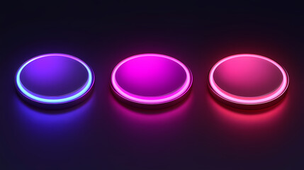 Wall Mural - dark colored circle glow buttons