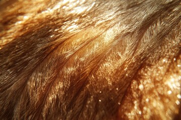 Poster - A close-up shot showcasing the details and texture of warm-toned, golden brown feathers with a soft and diffused light.