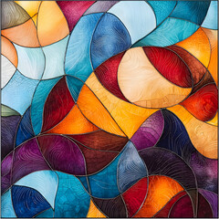 Fototapete - Abstract Colorful Painting with Intertwined Shapes and Lines
