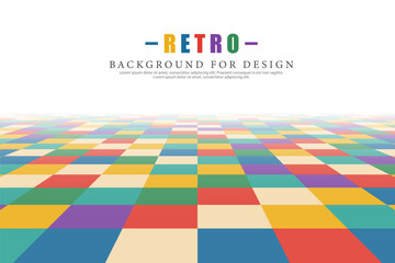 Poster - Abstract geometric vector retro background with perspective. Color tile mosaic squared surface. Creative modern composition for your design