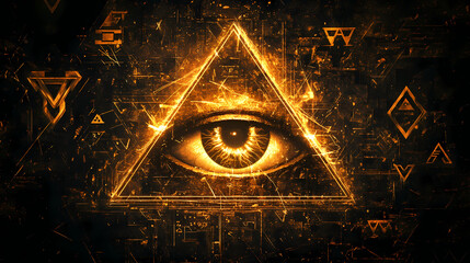 Wall Mural - eye golden pyramid