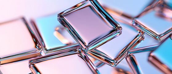 Fototapete - Abstract Composition of Reflective Cubes with Pastel Colors