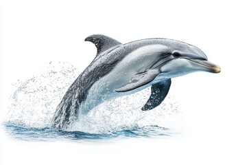 Aufkleber - Dolphin jumping out of clear blue water in a dynamic display of agility and grace during daylight hours